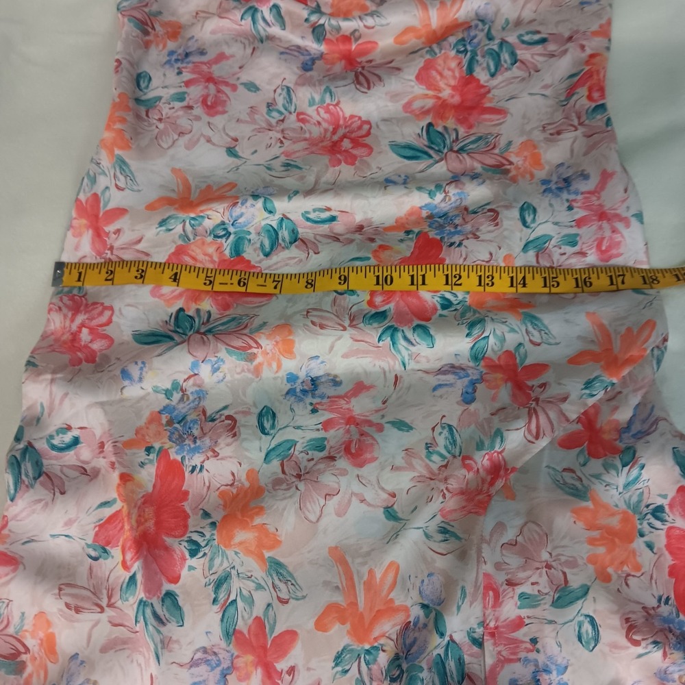 Floral Pink Satin Slip Dress with Cowl Neck - Picture 10 of 12